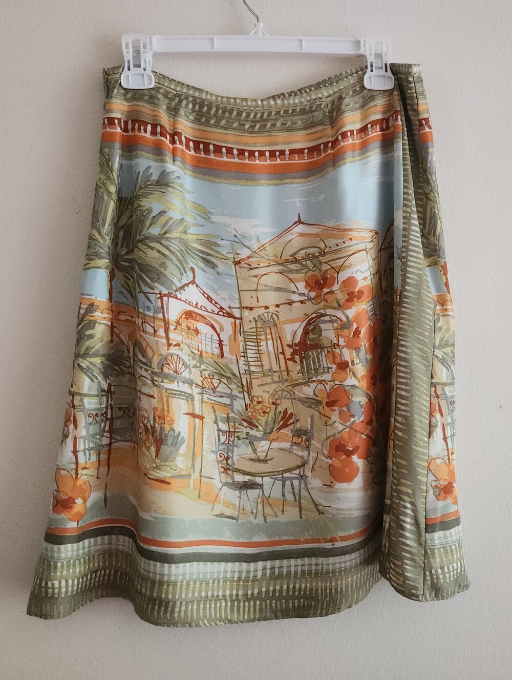 Sigrid Olsen 100% Silk Skirt Artsy Outdoor Cafe Print Sz 4 Nwot. SKIRT ONLY - Picture 15 of 15